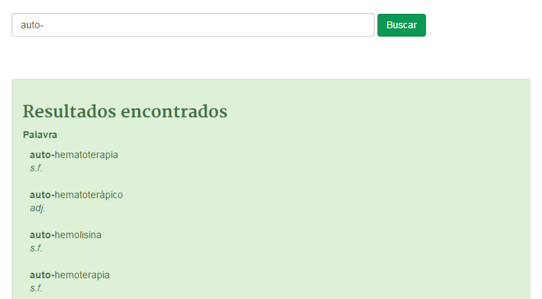 Nova interface do Volp - resultados de pesquisa